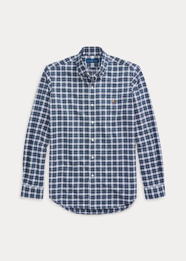 Koszule Ralph Lauren Classic Fit Plaid Oxford Shirt Męskie Granatowe Białe Kolorowe | PVEZ8642