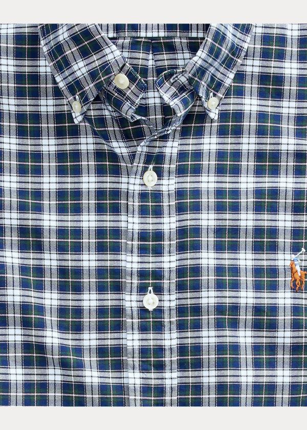 Koszule Ralph Lauren Classic Fit Plaid Oxford Shirt Męskie Granatowe Białe Kolorowe | PVEZ8642