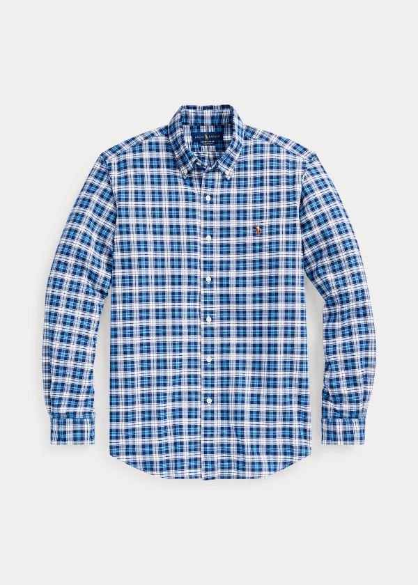 Koszule Ralph Lauren Classic Fit Plaid Oxford Shirt Męskie Białe Niebieskie Kolorowe | ONEA9417