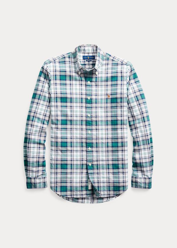 Koszule Ralph Lauren Classic Fit Plaid Oxford Shirt Męskie Szare Zielone Kolorowe | GUOT3136