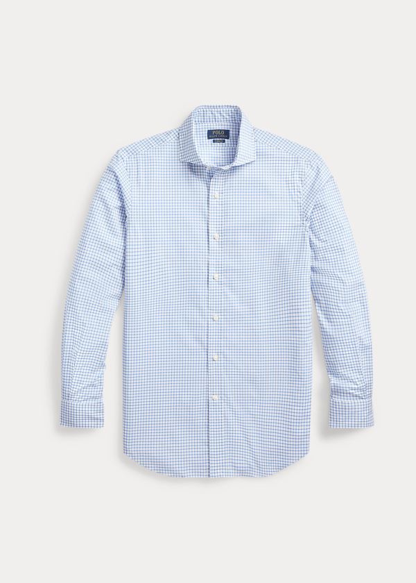 Koszule Ralph Lauren Classic Fit Plaid Poplin Shirt Męskie Białe Niebieskie | RHHG2536