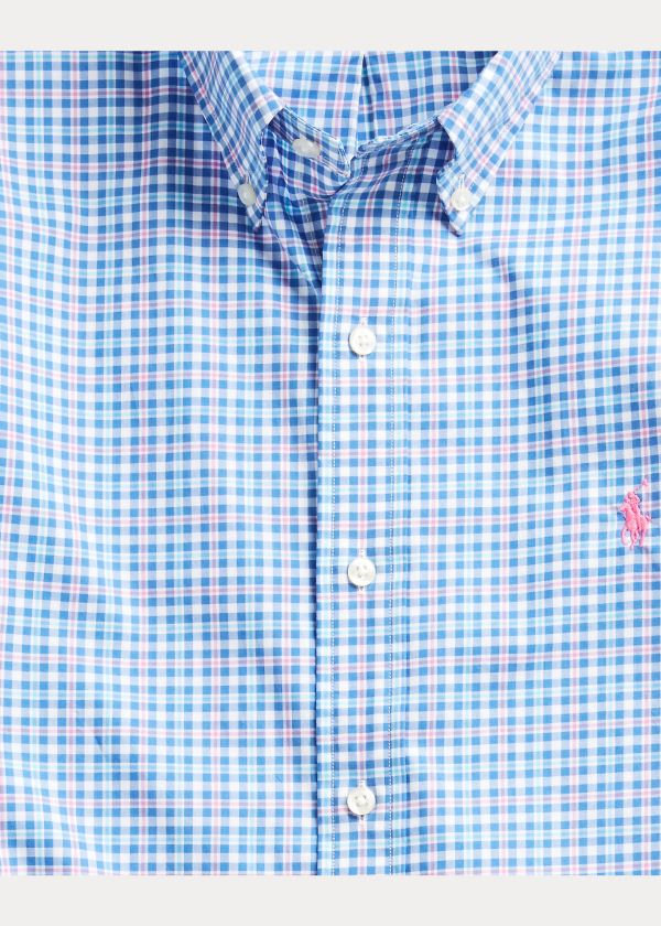 Koszule Ralph Lauren Classic Fit Plaid Poplin Shirt Męskie Niebieskie Różowe Kolorowe | MRGN8393