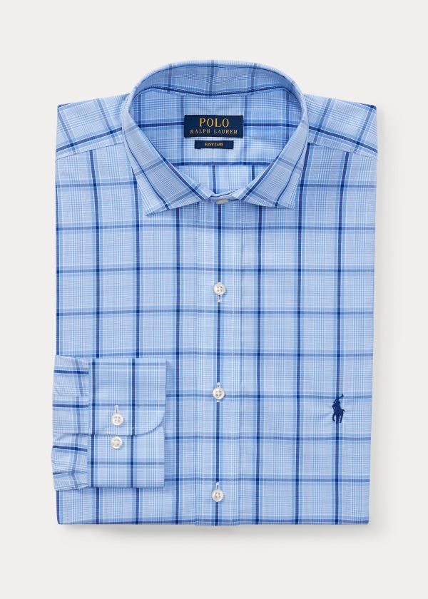 Koszule Ralph Lauren Classic Fit Plaid Poplin Shirt Męskie Niebieskie Granatowe Kolorowe | ZQSM9546