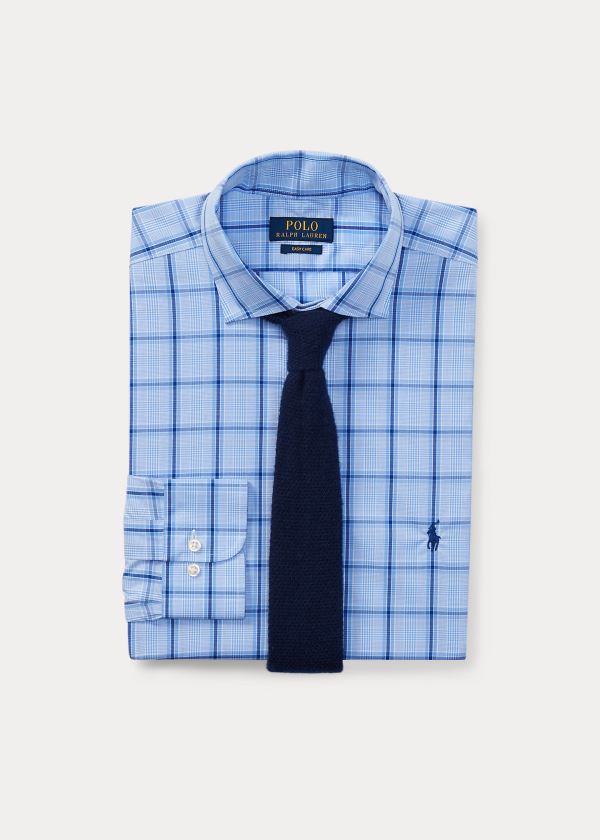 Koszule Ralph Lauren Classic Fit Plaid Poplin Shirt Męskie Niebieskie Granatowe Kolorowe | ZQSM9546