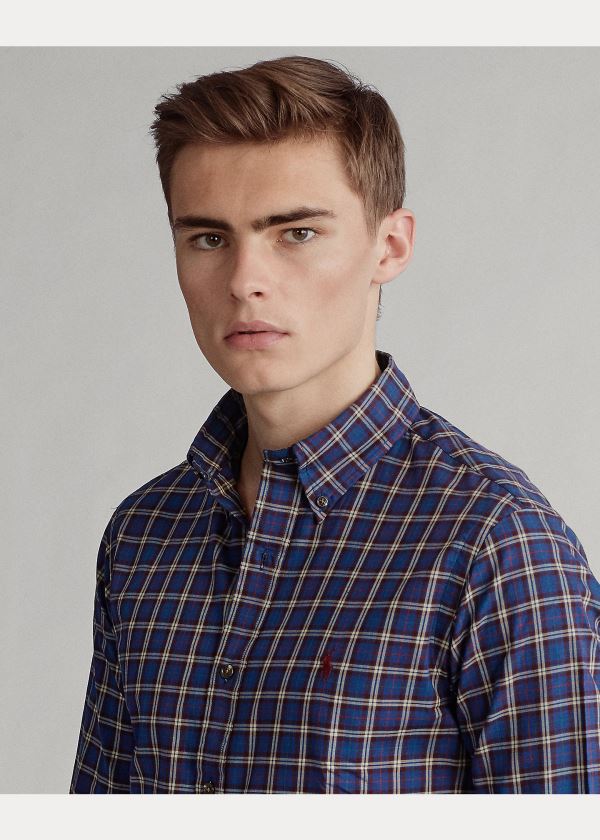 Koszule Ralph Lauren Classic Fit Plaid Twill Shirt Męskie Niebieskie Brązowe Kolorowe | JWBX5620