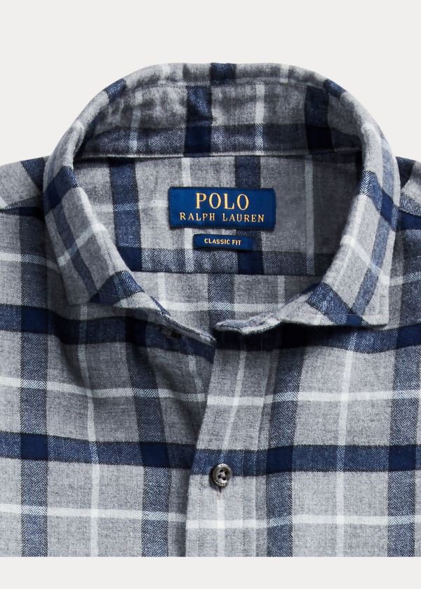 Koszule Ralph Lauren Classic Fit Plaid Twill Shirt Męskie Szare Granatowe Kolorowe | XVRR1459