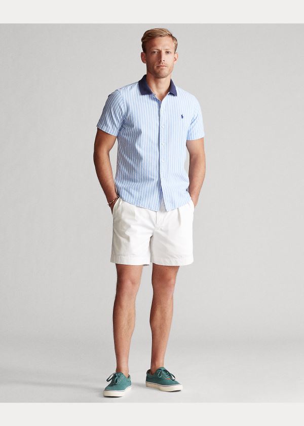 Koszule Ralph Lauren Classic Fit Polo-Collar Oxford Męskie Niebieskie Białe | ADFI4379