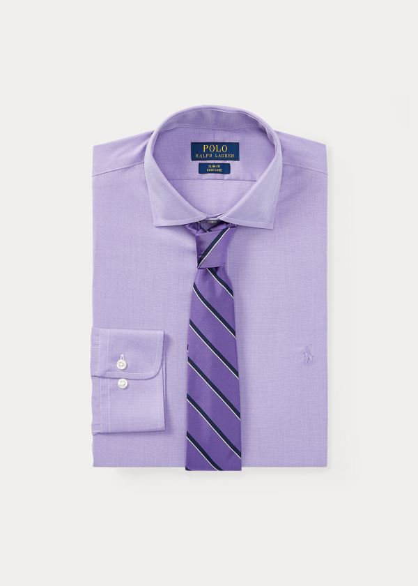 Koszule Ralph Lauren Classic Fit Poplin Shirt Męskie Fioletowe Białe | QUMQ7615