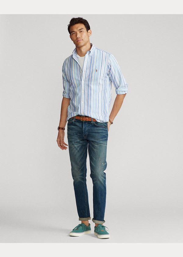 Koszule Ralph Lauren Classic Fit Striped Shirt Męskie Kolorowe | TUCR9335