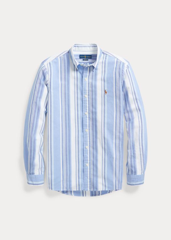 Koszule Ralph Lauren Classic Fit Striped Shirt Męskie Niebieskie | OREQ4639