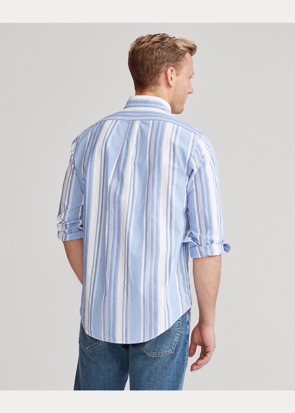 Koszule Ralph Lauren Classic Fit Striped Shirt Męskie Niebieskie | OREQ4639