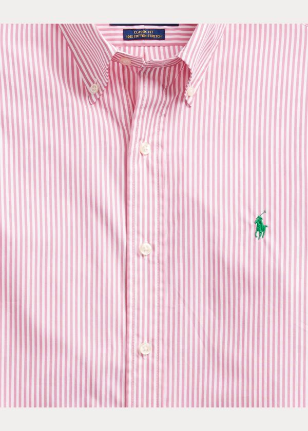 Koszule Ralph Lauren Classic Fit Striped Shirt Męskie Różowe Białe | ZEHD5335