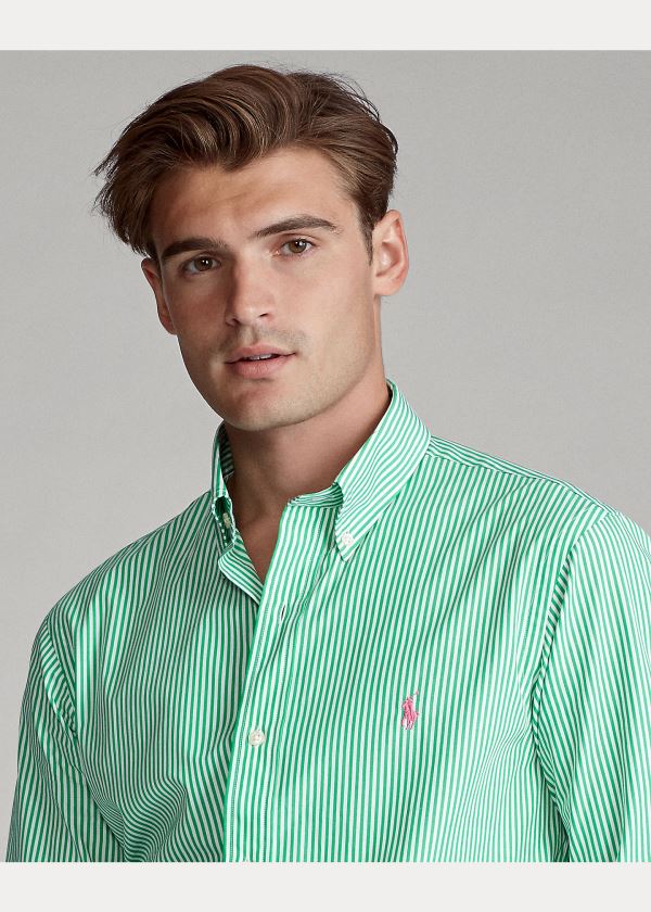 Koszule Ralph Lauren Classic Fit Striped Shirt Męskie Zielone Białe | ITPY3001