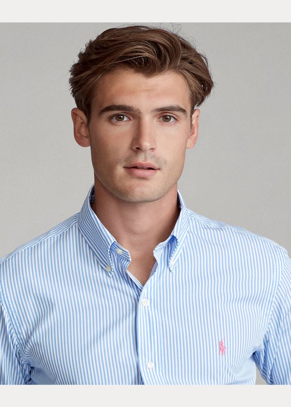 Koszule Ralph Lauren Classic Fit Striped Shirt Męskie Głęboka Niebieskie Białe | TMJC0867