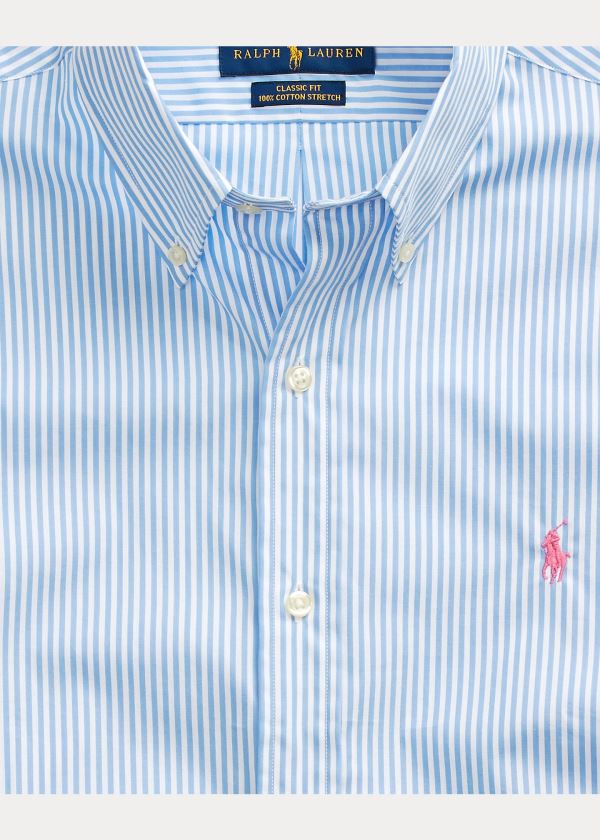 Koszule Ralph Lauren Classic Fit Striped Shirt Męskie Głęboka Niebieskie Białe | TMJC0867