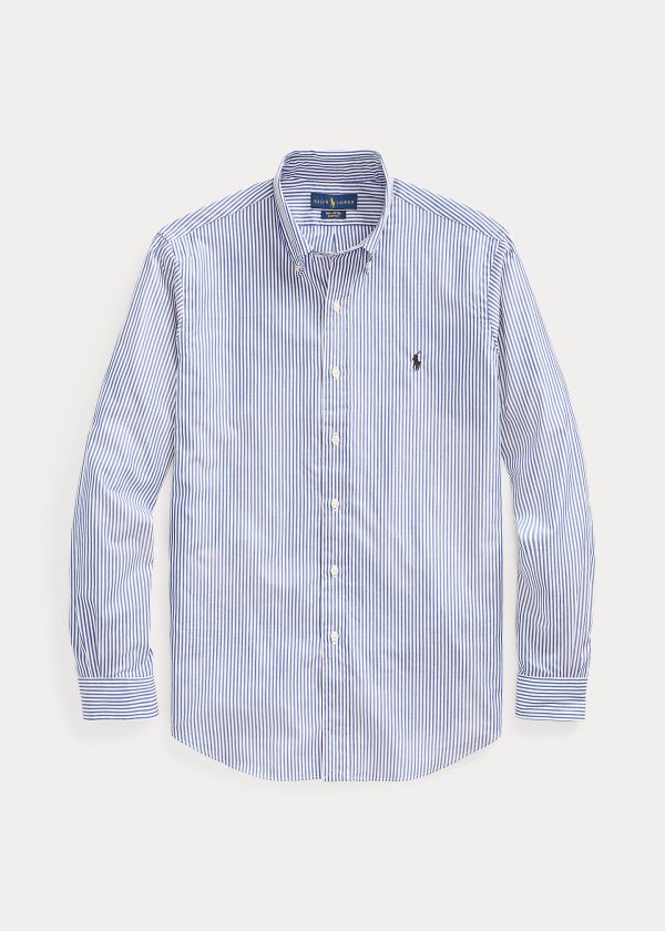 Koszule Ralph Lauren Classic Fit Striped Shirt Męskie Niebieskie Białe | POPM1434