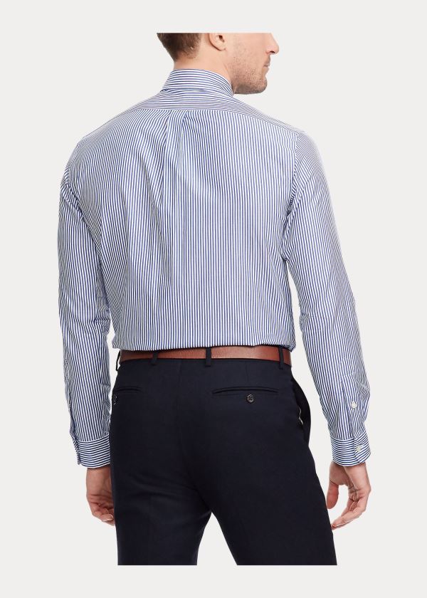 Koszule Ralph Lauren Classic Fit Striped Shirt Męskie Niebieskie Białe | POPM1434