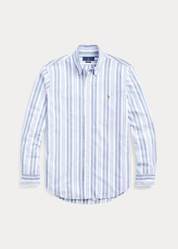 Koszule Ralph Lauren Classic Fit Striped Shirt Męskie Niebieskie Kolorowe | HEFB0048