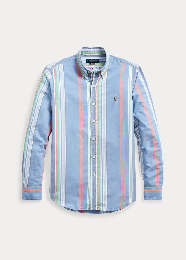 Koszule Ralph Lauren Classic Fit Striped Shirt Męskie Niebieskie Czerwone Kolorowe | TXNK8753