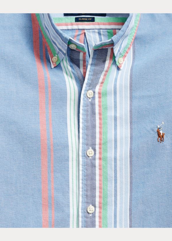 Koszule Ralph Lauren Classic Fit Striped Shirt Męskie Niebieskie Czerwone Kolorowe | TXNK8753