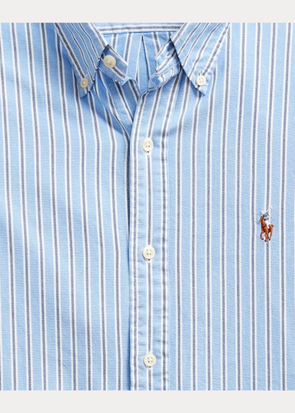 Koszule Ralph Lauren Classic Fit Striped Shirt Męskie Niebieskie Białe Kolorowe | UJZV3043