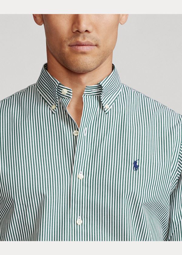 Koszule Ralph Lauren Classic Fit Striped Shirt Męskie Zielone Białe | MKVQ0702