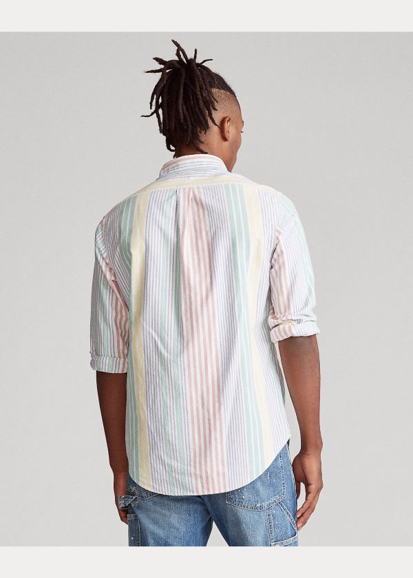 Koszule Ralph Lauren Classic Fit Striped Shirt Męskie Czerwone Niebieskie Żółte Kolorowe | PDZZ1523