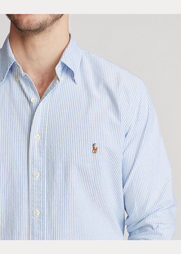 Koszule Ralph Lauren Classic Fit Striped Shirt Męskie Niebieskie | PAVO3615