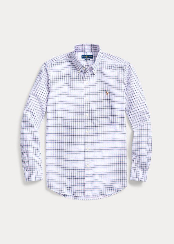 Koszule Ralph Lauren Classic Fit Tattersall Shirt Męskie Ciemny Królewski Niebieski Różowe | AXBU5118