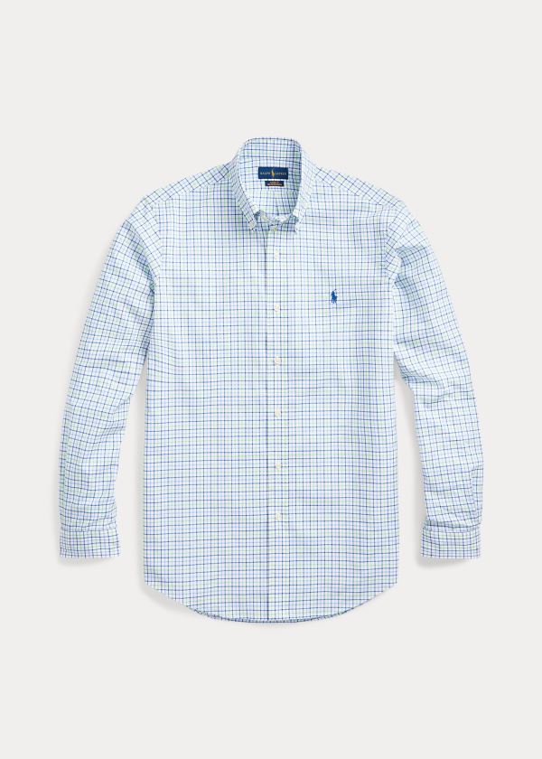 Koszule Ralph Lauren Classic Fit Tattersall Shirt Męskie Niebieskie Zielone Kolorowe | HMZF5389