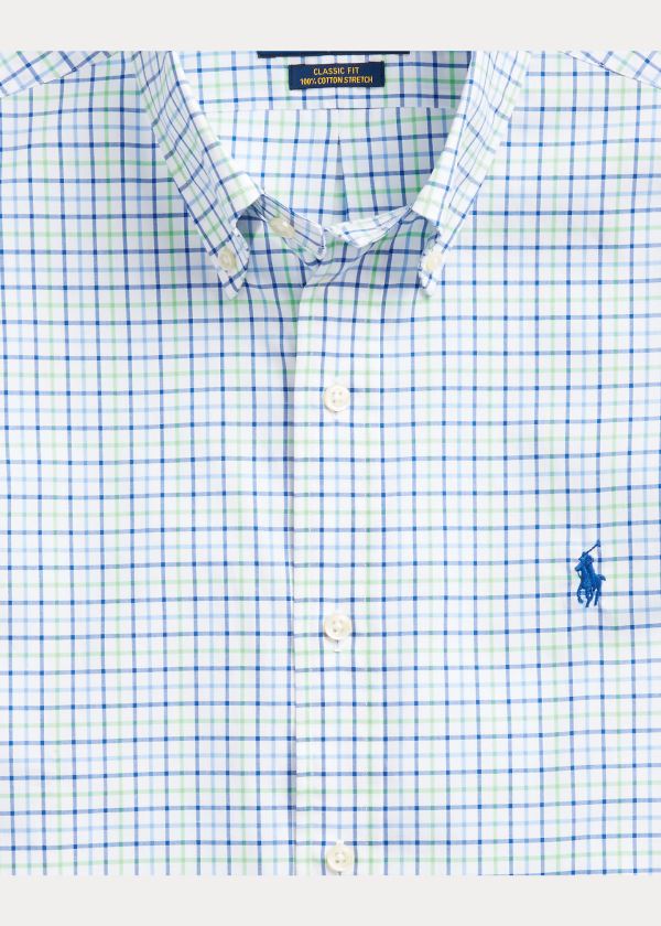 Koszule Ralph Lauren Classic Fit Tattersall Shirt Męskie Niebieskie Zielone Kolorowe | HMZF5389