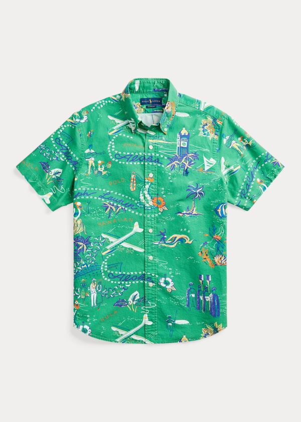 Koszule Ralph Lauren Classic Fit Tropical Shirt Męskie Zielone Kolorowe | WNMO5108