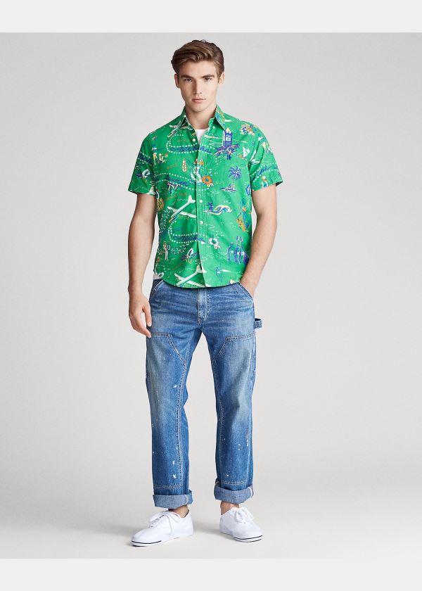 Koszule Ralph Lauren Classic Fit Tropical Shirt Męskie Zielone Kolorowe | WNMO5108