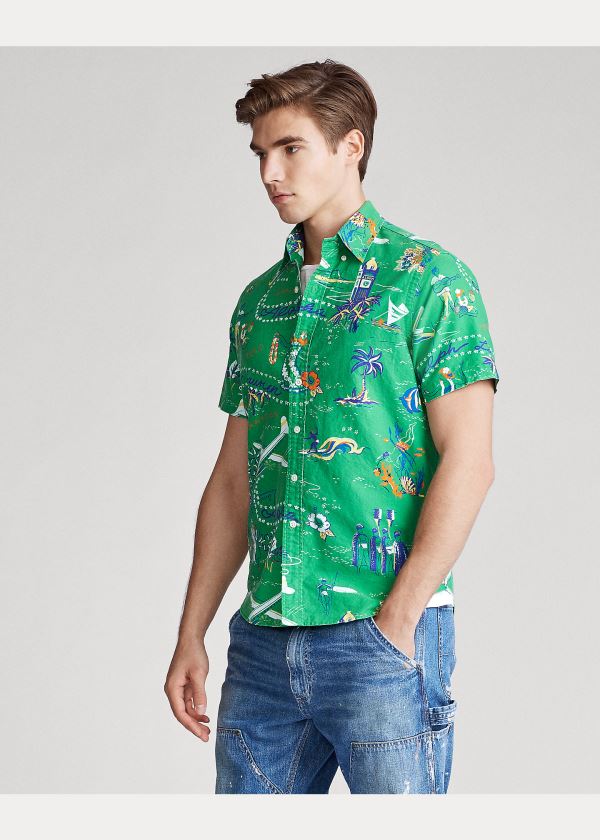 Koszule Ralph Lauren Classic Fit Tropical Shirt Męskie Zielone Kolorowe | WNMO5108