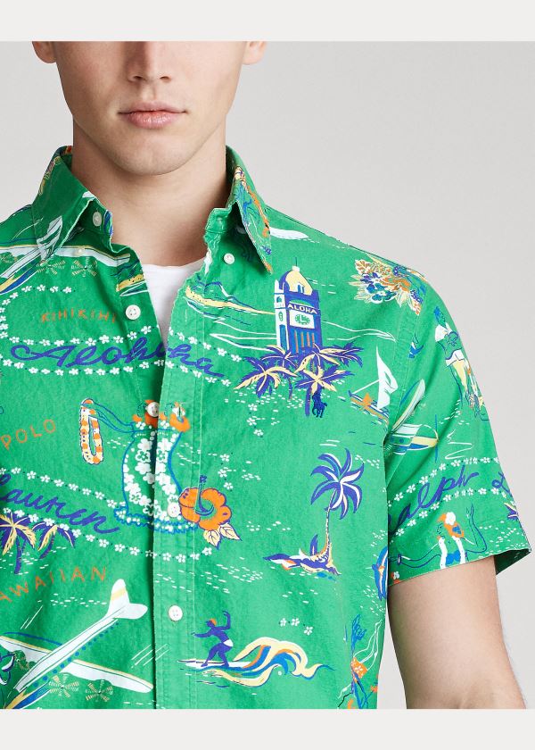 Koszule Ralph Lauren Classic Fit Tropical Shirt Męskie Zielone Kolorowe | WNMO5108