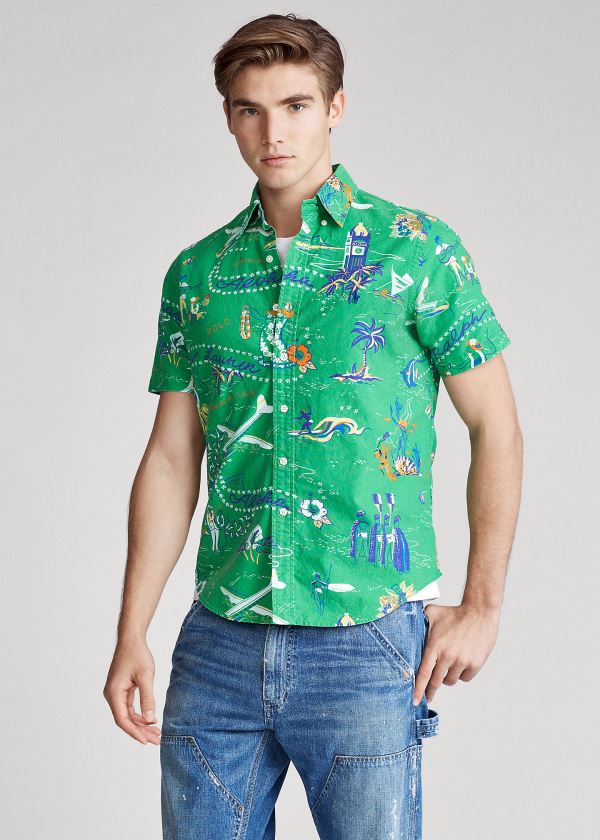 Koszule Ralph Lauren Classic Fit Tropical Shirt Męskie Zielone Kolorowe | WNMO5108