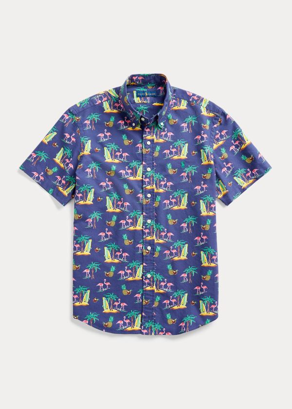 Koszule Ralph Lauren Classic Fit Tropical Shirt Męskie Fioletowe Kolorowe | QRJE8635