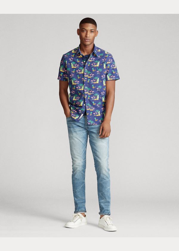 Koszule Ralph Lauren Classic Fit Tropical Shirt Męskie Fioletowe Kolorowe | QRJE8635