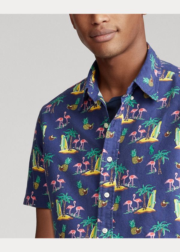 Koszule Ralph Lauren Classic Fit Tropical Shirt Męskie Fioletowe Kolorowe | QRJE8635