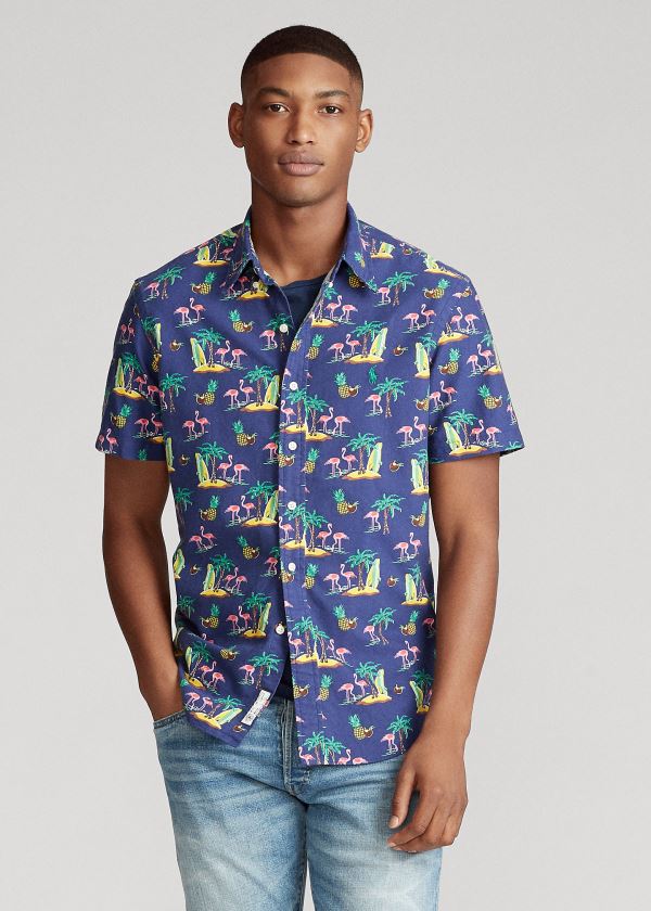 Koszule Ralph Lauren Classic Fit Tropical Shirt Męskie Fioletowe Kolorowe | QRJE8635