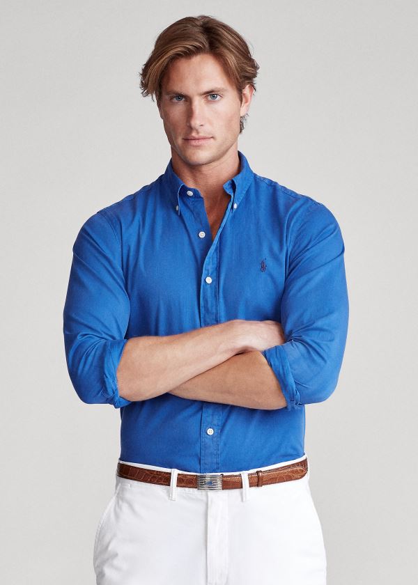 Koszule Ralph Lauren Classic Fit Twill Shirt Męskie Niebieskie | OQQZ3812