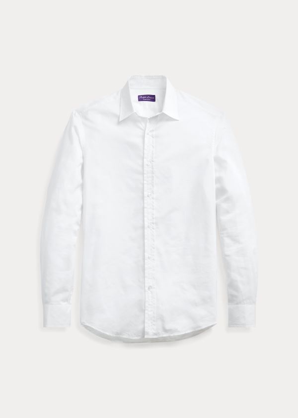 Koszule Ralph Lauren Cotton-Silk Shirt Męskie Pomarańczowe Niebieskie | WNFR9580