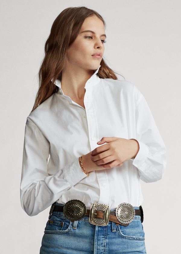 Koszule Ralph Lauren Cotton Broadcloth Shirt Damskie Białe | IRWB6511