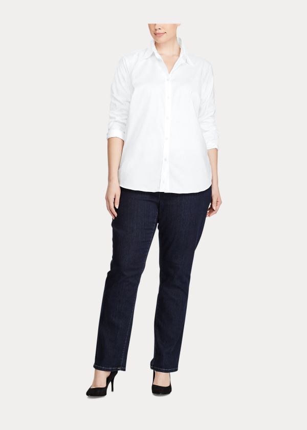 Koszule Ralph Lauren Cotton Poplin Shirt - Shirts Woman (sizes 14-22) Damskie Białe | QHPZ8837