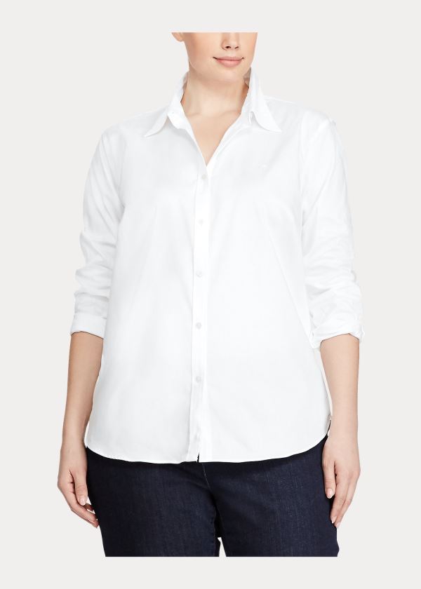 Koszule Ralph Lauren Cotton Poplin Shirt - Shirts Woman (sizes 14-22) Damskie Białe | QHPZ8837