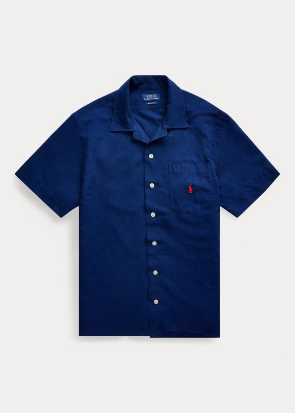 Koszule Ralph Lauren Custom Fit Camp Shirt Męskie Granatowe Królewski Niebieski | MMMB5666