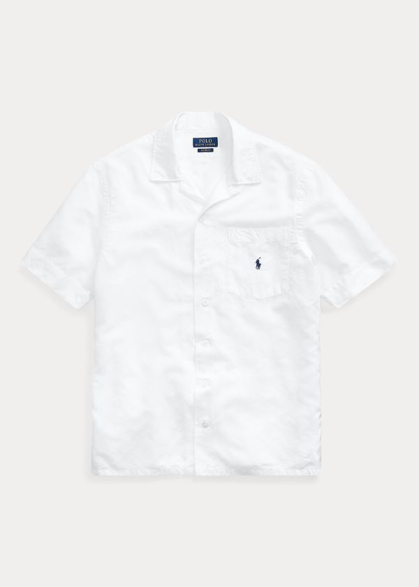 Koszule Ralph Lauren Custom Fit Camp Shirt Męskie Białe | YNCV5242