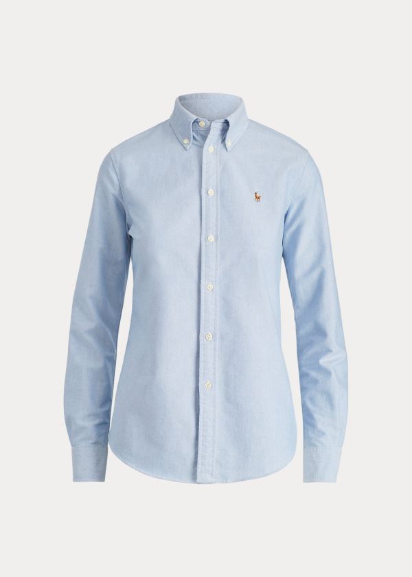 Koszule Ralph Lauren Custom Fit Cotton Oxford Shirt Damskie Niebieskie | VYOT1330