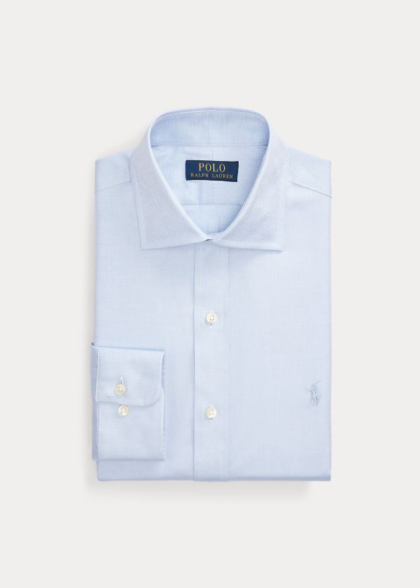 Koszule Ralph Lauren Custom Fit Easy Care Shirt Męskie Niebieskie Białe | VAYK4001