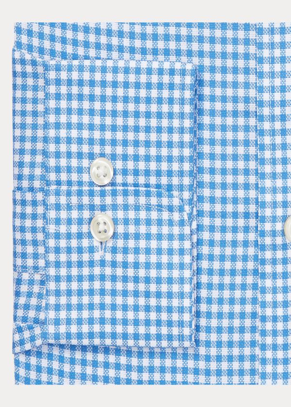 Koszule Ralph Lauren Custom Fit Gingham Dobby Shirt Męskie Niebieskie Białe | ZLKD6632